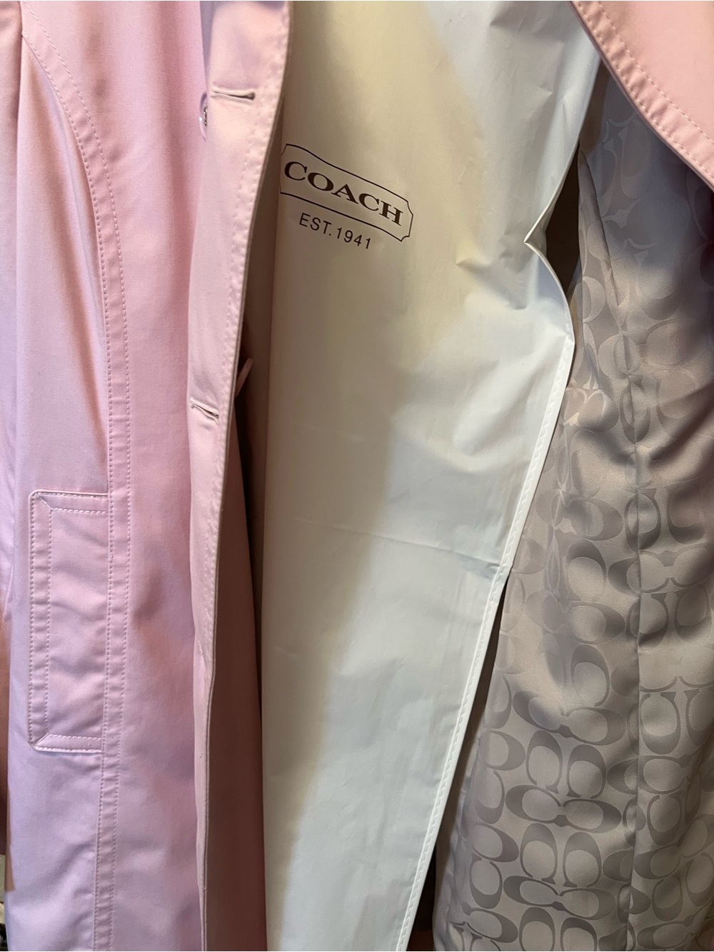 Coach Light Pink Double-Breasted Trench with Tie Belt - Picture 5 of 5